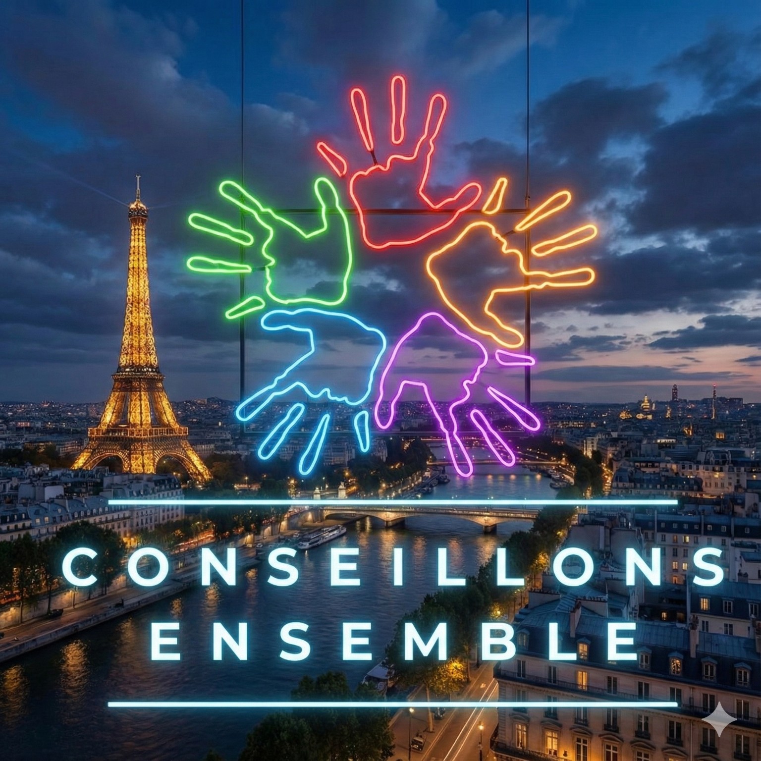 Les couleurs de Conseillons Ensemble dans un visuel de Paris